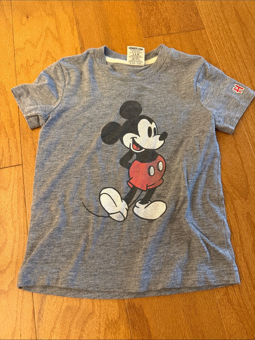HOMAGE Heather Gray Kids Mickey Mouse Tee with Red Shorts Graphic